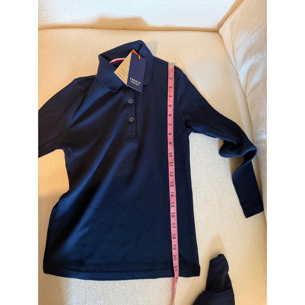 French Toast Kids Navy Blue Long Sleeve Polo Shirt Set 2 Pack NWT Size L 10/12 - Picture 6 of 6